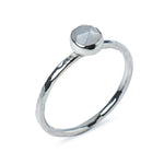 Grey Moonstone Hammered Sterling Silver Stacking Ring on a white background with a side view