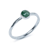 Jade Sterling Silver Hammered Stacking Ring side view White Back Ground 