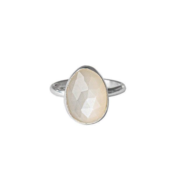 Carved Moonstone Ring. Sterling Silver. buy Minimalist Ring. Handcrafted Jewelry.