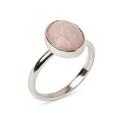 Pink Opal Statement Sterling Silver Ring on a White Background