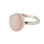 Pink Opal Sterling Silver Statement Ring on a White Background