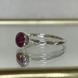 Ruby Rosecut Hammered Handmade Sterling Silver Stacking Ring