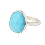 Turquoise Statement Sterling Silver Gemstone Ring on a White Background