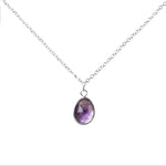 Amethyst Gemstone Pendent Sterling Silver Necklace, shown on whitebackground