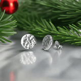 Christmas Gift: Timeless Round Hammered Silver Earrings