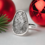 Christmas Gift – Rutilated Black Quartz Statement Ring