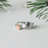 Christmas Gift: Moonstone Stacking Ring Set | Handcrafted Sterling Silver