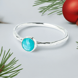 Festive Elegance: Turquoise Rosecut Stacking Ring