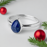 Christmas Elegance: Lapis Lazuli Sterling Silver Ring