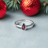 Christmas Gift: Rhodolite Garnet Pear Ring | Luxurious Elegance