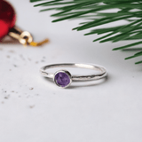 Christmas Gift: Amethyst Sterling Silver Stacking Ring | Handmade with Love