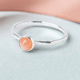 Peach Moonstone Birthstone Ring | Unique June Birthday Gift