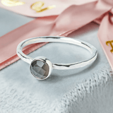 Anniversary Gift: Grey Moonstone Stacking Ring | Symbol of Love & Protection