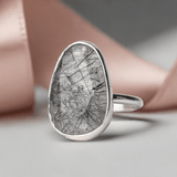 Anniversary Gift – Rutilated Black Quartz Sterling Silver Ring