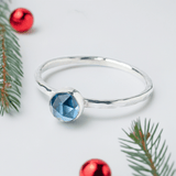 Christmas Gift: London Blue Topaz Stacking Ring | Handmade Sterling Silver