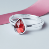 Statement Elegance: Garnet Sterling Silver Fashion Ring