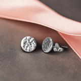 Round Hammered Silver Earrings – Thoughtful Birthday Gift