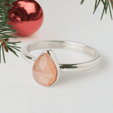 Christmas Radiance: Peach Moonstone Sterling Silver Ring