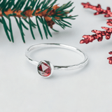 Christmas Gift: Garnet Stacking Ring | Handcrafted Sterling Silver Luxury