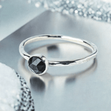 Christmas Gift: Black Spinel Stacking Ring | Handcrafted Sterling Silver Elegance