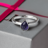 Amethyst Rosecut Pear Handmade Sterling Silver Ring