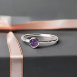 Anniversary Gift: Amethyst Rosecut Sterling Silver Ring | Symbol of Calm & Love