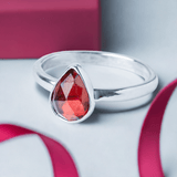 Bold Beauty: Garnet Pear Birthday Ring