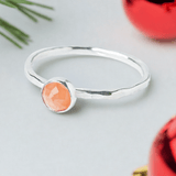 Christmas Gift: Peach Moonstone Ring | Handcrafted Sterling Silver