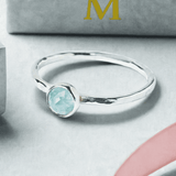 Aquamarine Birthstone Ring | Handmade Sterling Silver March Gift