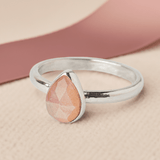 Birthday Bliss: Peach Moonstone Sterling Silver Ring