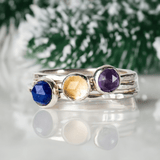 Christmas Gift: Cosmos Stacking Ring Set | Handcrafted Sterling Silver Celestial Elegance