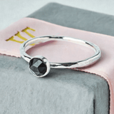 Anniversary Gift: Black Spinel Stacking Ring | Symbol of Protection & Love