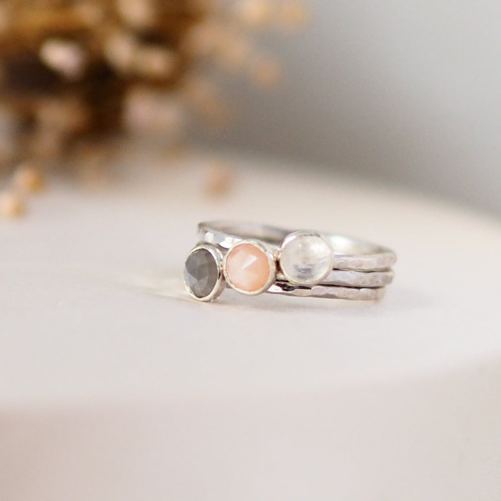 Moonstone Trio Sterling Silver Stacking Rings