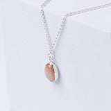 Peach Moonstone Gemstone Pendent Necklace, set in Sterling Silver