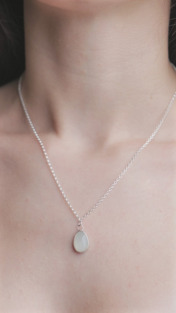 Sterling Silver Moonstone Pendent Necklace, worn on model movie