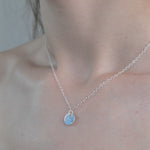 Sterling Silver Round pendent necklace worn by model