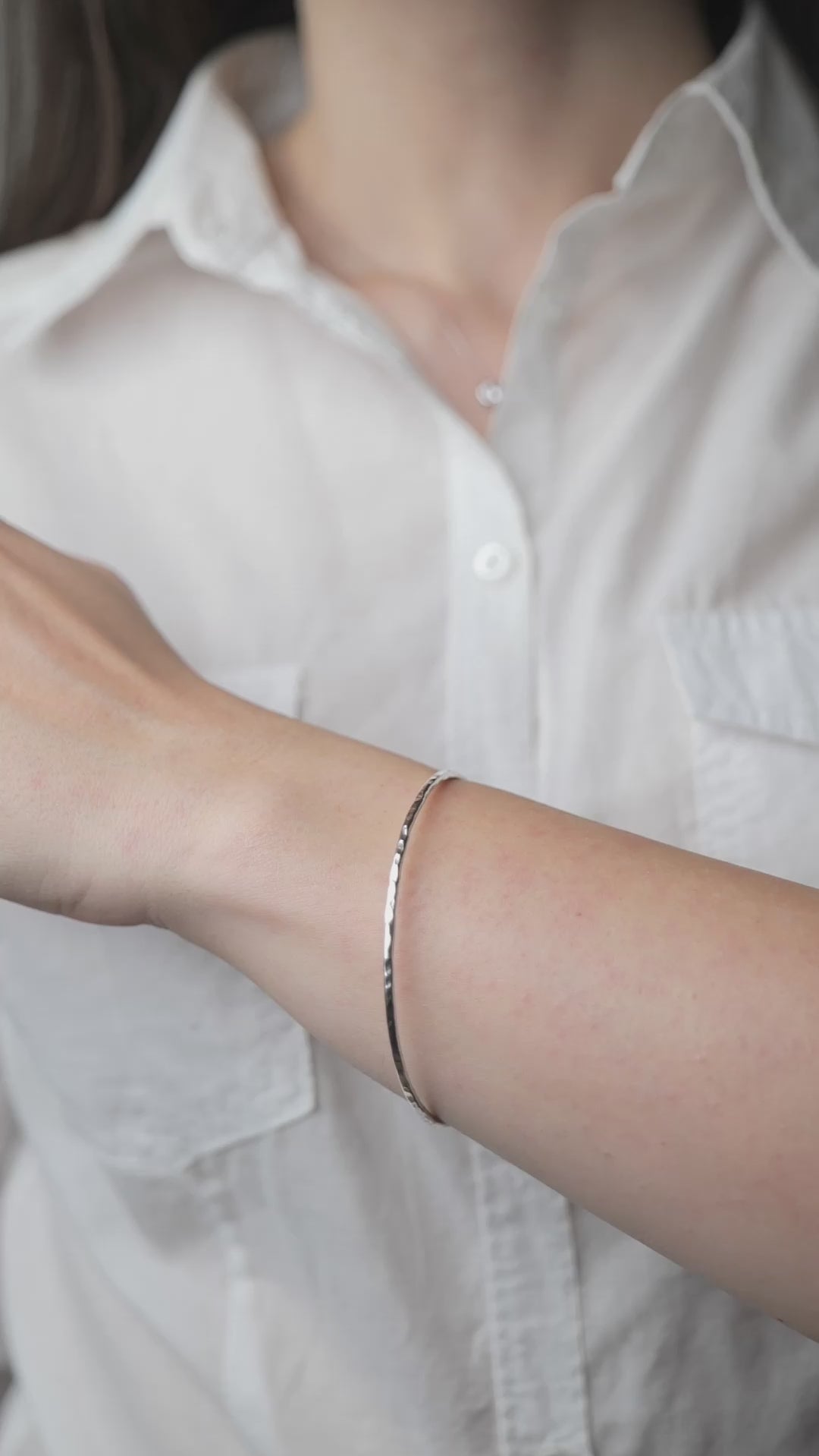 Sterling Silver Bangle worn on model video 