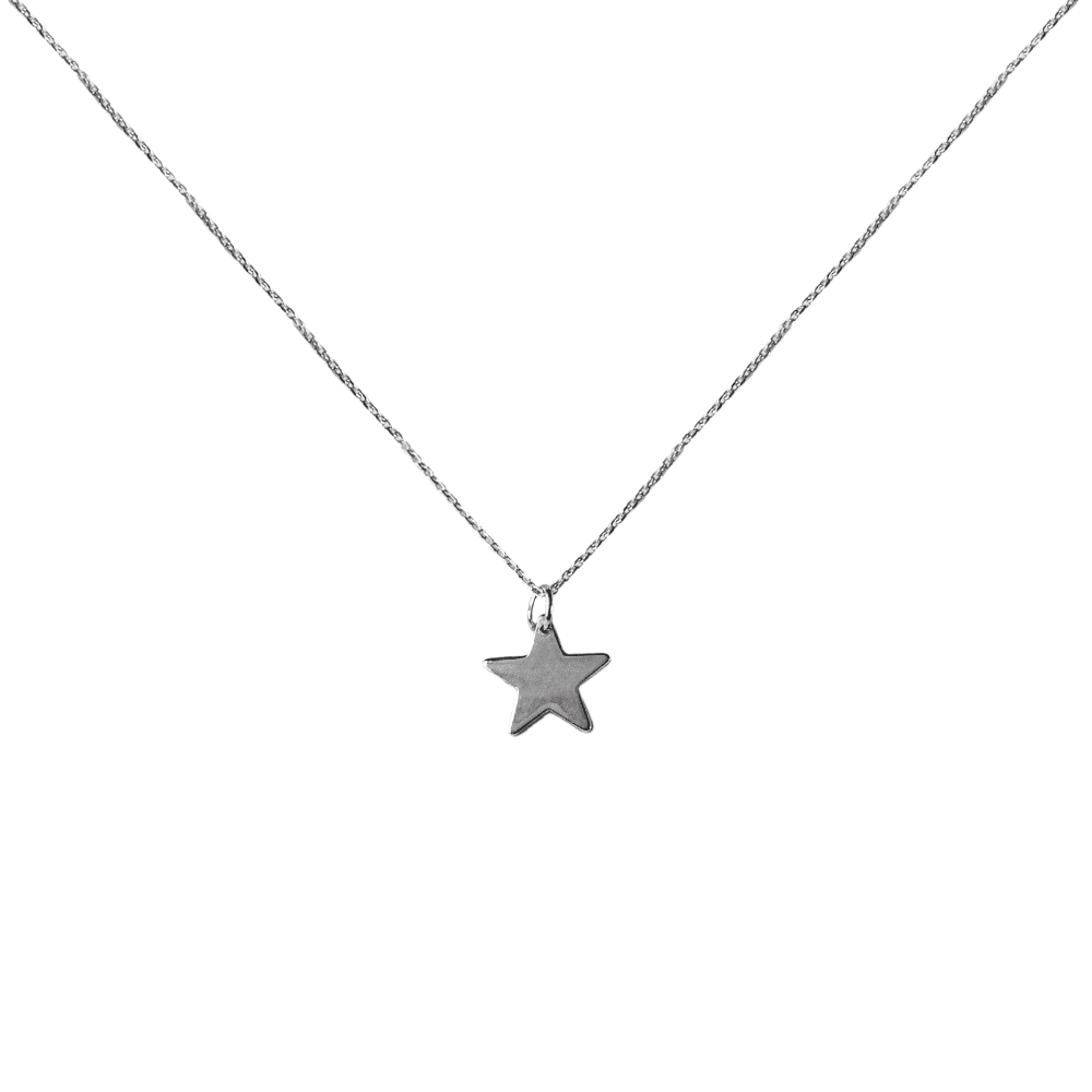 Star Pendent Sterling Silver Necklace on White Background 